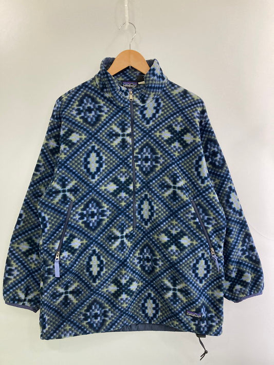 【中古品】【メンズ】 patagonia パタゴニア PRINTED SYNCHILLA HARF ZIP FLEECE プリンテッド・シンチラ・ハーフジップ・フリース 144-251230-zi-12-min サイズ：M カラー：ネイビー系 万代Net店