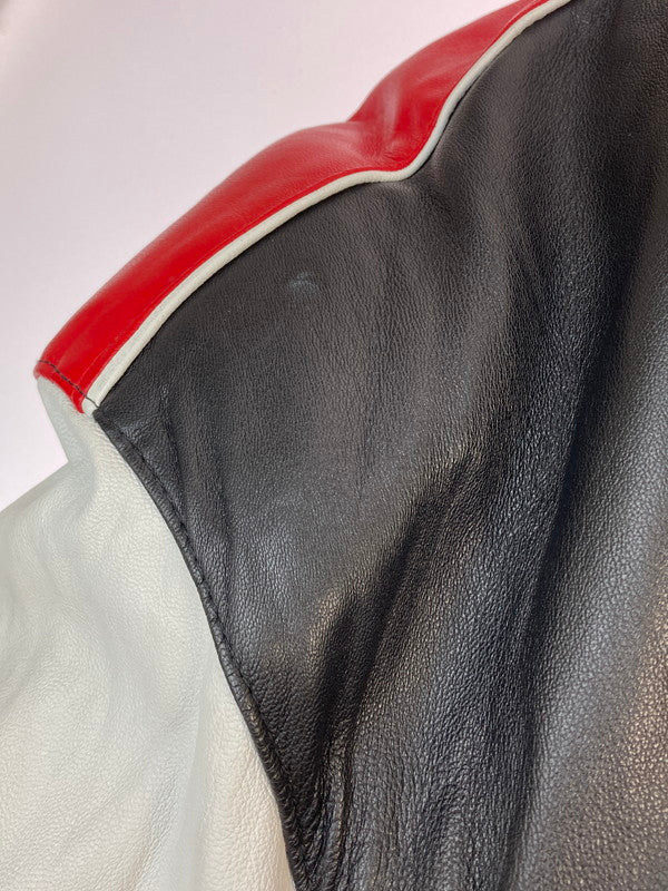 【中古品】【メンズ】 JEFF HAMILTON ジェフ ハミルトン CHICAGO BULLS LEATHER JACKET シカゴ ブルズ レザージャケット 146-251230-zi-01-min サイズ：L カラー：ブラック/レッド/ホワイト 万代Net店
