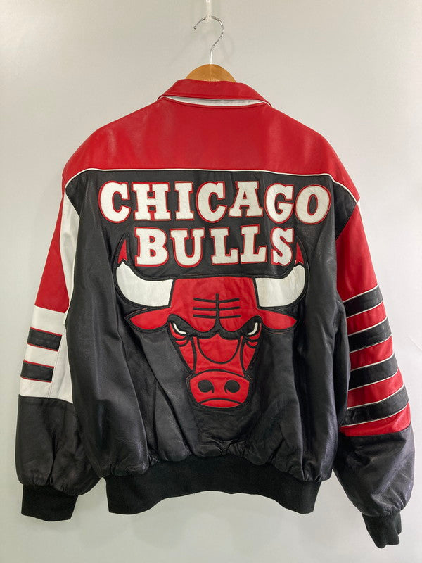 【中古品】【メンズ】 JEFF HAMILTON ジェフ ハミルトン CHICAGO BULLS LEATHER JACKET シカゴ ブルズ レザージャケット 146-251230-zi-01-min サイズ：L カラー：ブラック/レッド/ホワイト 万代Net店