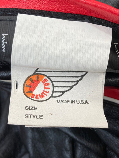 【中古品】【メンズ】 JEFF HAMILTON ジェフ ハミルトン CHICAGO BULLS LEATHER JACKET シカゴ ブルズ レザージャケット 146-251230-zi-01-min サイズ：L カラー：ブラック/レッド/ホワイト 万代Net店