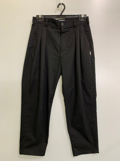 【中古品】【メンズ】 WTAPS ダブルタップス 23AW TRDT1802/TROUSERS/CTPL.TWILL TROUSERS CTPL. TWILL 232TQDT-PTM06 2タックトラウザーズ ボトムス パンツ 153-260107-kk-43-min サイズ：1 カラー：ブラック 万代Net店