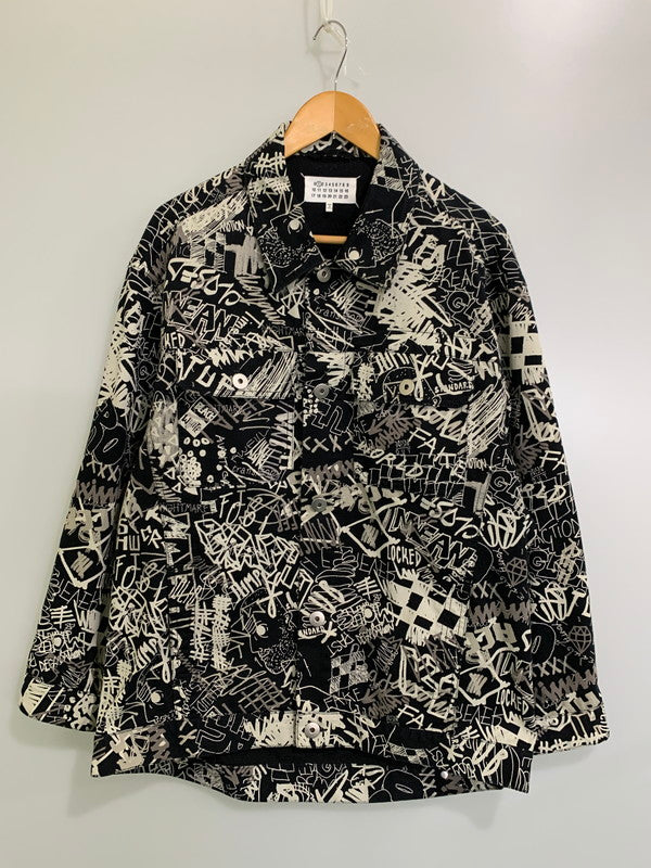 【中古品】【レディース】 MAISON MARGIELA メゾンマルジェラ 20AW PAINT DENIM TRACKER JACKET S51AM0390 S30683 ペイントデニム トラッカージャケット ライトアウター Gジャン 141-260107-kk-31-min サイズ：XS カラー：ブラック 万代Net店