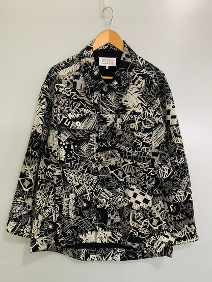 【中古品】【レディース】 MAISON MARGIELA メゾンマルジェラ 20AW PAINT DENIM TRACKER JACKET S51AM0390 S30683 ペイントデニム トラッカージャケット ライトアウター Gジャン 141-260107-kk-31-min サイズ：XS カラー：ブラック 万代Net店