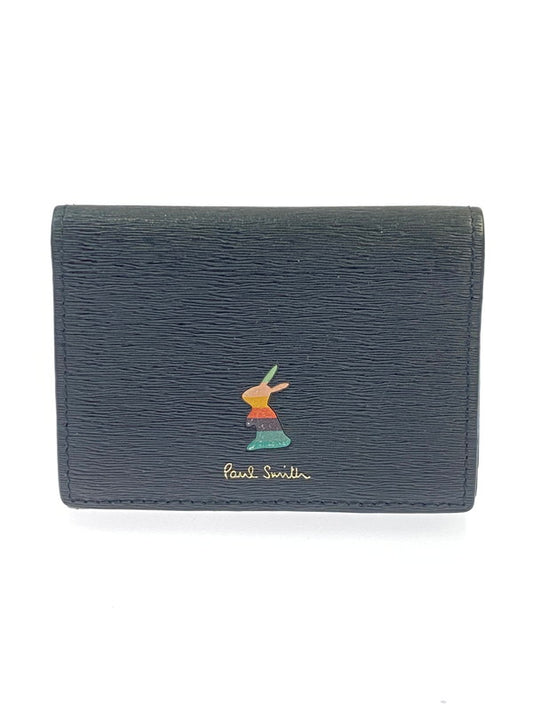 【中古品】【メンズ】 Paul Smith ポール・スミス COMPACT WALLET マーケトリーストライプラビット 三つ折り財布 200-260108-yn-08-min カラー：ブラック 万代Net店