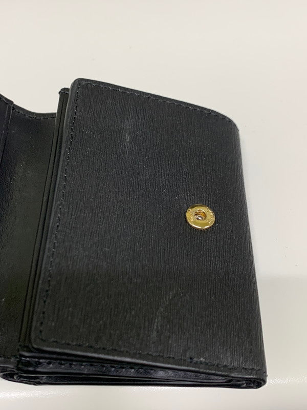 【中古品】【メンズ】 Paul Smith ポール・スミス COMPACT WALLET マーケトリーストライプラビット 三つ折り財布 200-260108-yn-08-min カラー：ブラック 万代Net店