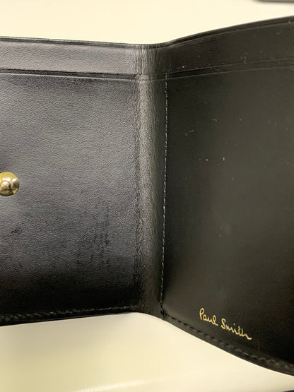 【中古品】【メンズ】 Paul Smith ポール・スミス COMPACT WALLET マーケトリーストライプラビット 三つ折り財布 200-260108-yn-08-min カラー：ブラック 万代Net店