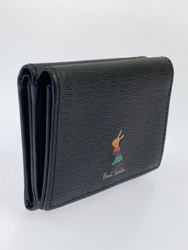 【中古品】【メンズ】 Paul Smith ポール・スミス COMPACT WALLET マーケトリーストライプラビット 三つ折り財布 200-260108-yn-08-min カラー：ブラック 万代Net店