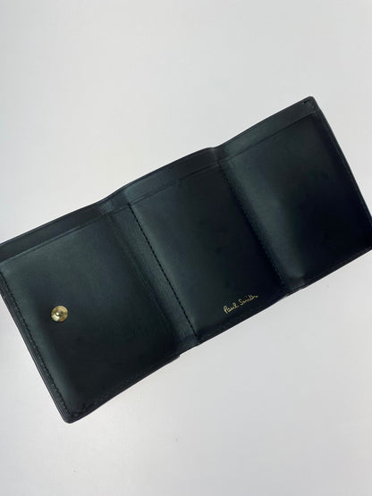 【中古品】【メンズ】 Paul Smith ポール・スミス COMPACT WALLET マーケトリーストライプラビット 三つ折り財布 200-260108-yn-08-min カラー：ブラック 万代Net店