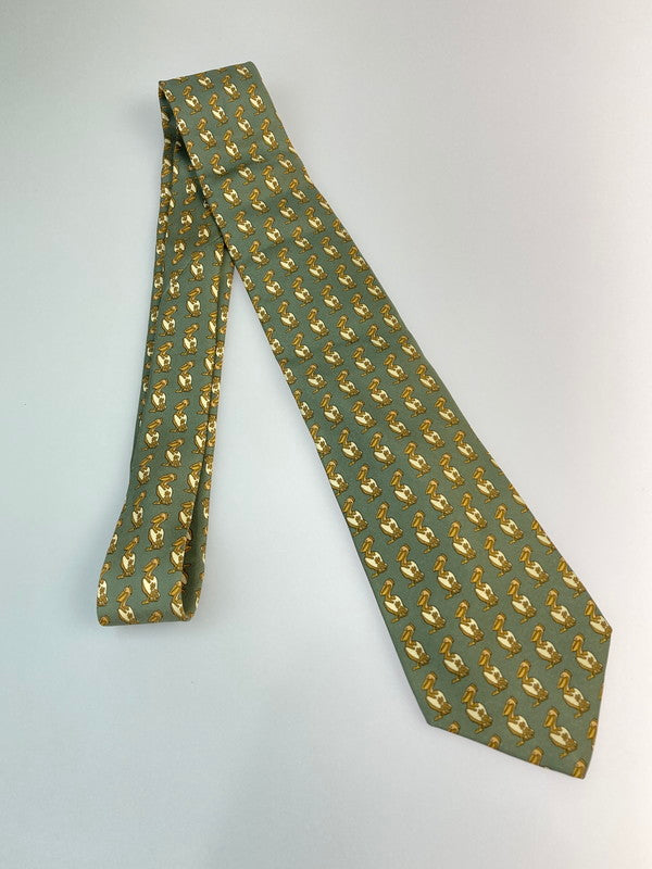 【中古品】【メンズ】 HERMES エルメス ペリカン柄　ネクタイ 183-260110-zi-34-min 万代Net店