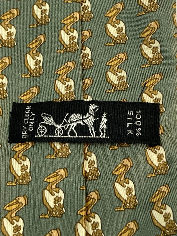 【中古品】【メンズ】 HERMES エルメス ペリカン柄　ネクタイ 183-260110-zi-34-min 万代Net店