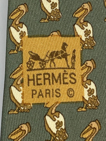【中古品】【メンズ】 HERMES エルメス ペリカン柄　ネクタイ 183-260110-zi-34-min 万代Net店