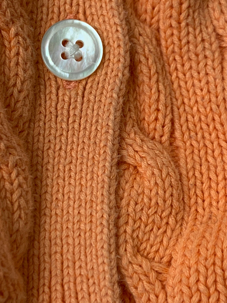 【中古品】【レディース】 RALPH LAUREN ラルフローレン CABLE KNIT S S CARDIGAN ケーブルニット ショートスリーブ カーディガン レディース トップス 170-260311-em-08-min サイズ：L カラー：オレンジ 万代Net店
