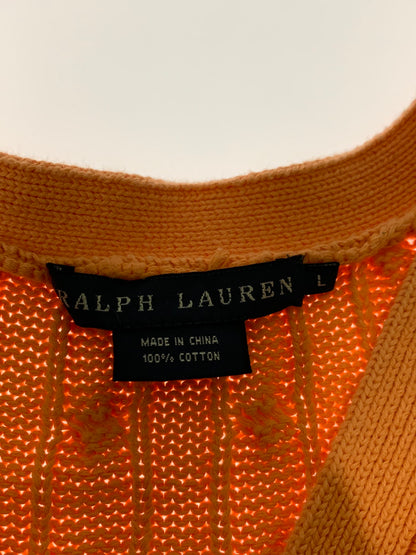 【中古品】【レディース】 RALPH LAUREN ラルフローレン CABLE KNIT S S CARDIGAN ケーブルニット ショートスリーブ カーディガン レディース トップス 170-260311-em-08-min サイズ：L カラー：オレンジ 万代Net店