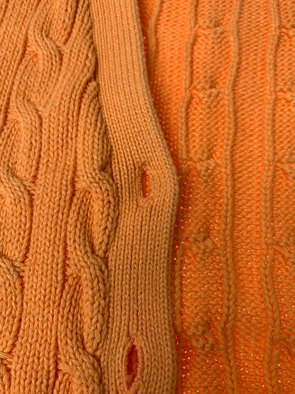 【中古品】【レディース】 RALPH LAUREN ラルフローレン CABLE KNIT S S CARDIGAN ケーブルニット ショートスリーブ カーディガン レディース トップス 170-260311-em-08-min サイズ：L カラー：オレンジ 万代Net店