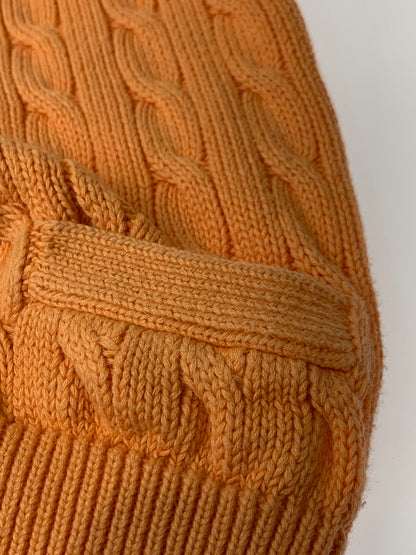 【中古品】【レディース】 RALPH LAUREN ラルフローレン CABLE KNIT S S CARDIGAN ケーブルニット ショートスリーブ カーディガン レディース トップス 170-260311-em-08-min サイズ：L カラー：オレンジ 万代Net店