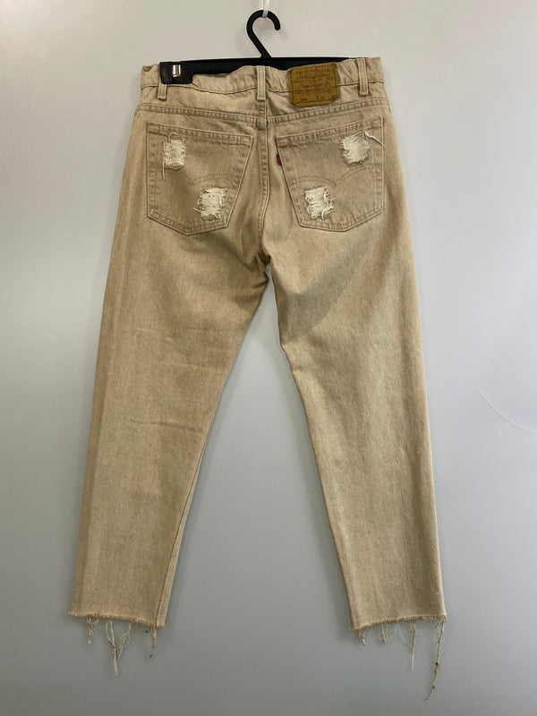 【中古品】【メンズ】 LEVI'S リーバイス 550 PATCH CUSTOM PANT パッチ カスタム パンツ デニム ボトムス 157-260724-hu-28-min サイズ：W32×L32 カラー：ベージュ系 万代Net店