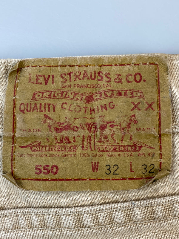 【中古品】【メンズ】 LEVI'S リーバイス 550 PATCH CUSTOM PANT パッチ カスタム パンツ デニム ボトムス 157-260724-hu-28-min サイズ：W32×L32 カラー：ベージュ系 万代Net店