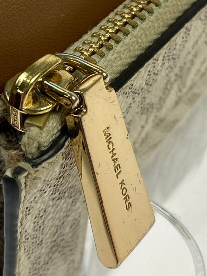 【中古品】【レディース】 Michael Kors マイケルコース MKシグネチャ 3つ折り財布 34S1GNME6B レディース ウォレット レザー 201-260125-em-07-min カラー：ブラウン/ホワイト 万代Net店