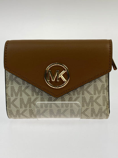 【中古品】【レディース】 Michael Kors マイケルコース MKシグネチャ 3つ折り財布 34S1GNME6B レディース ウォレット レザー 201-260125-em-07-min カラー：ブラウン/ホワイト 万代Net店