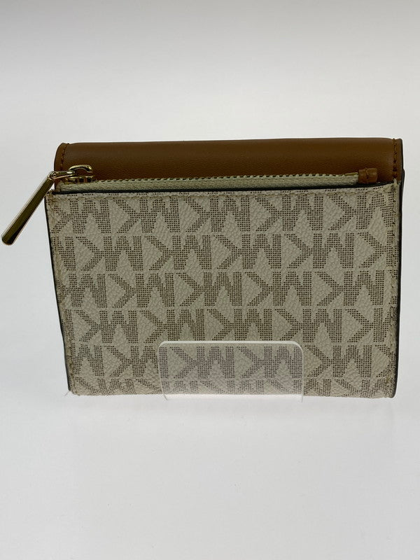 【中古品】【レディース】 Michael Kors マイケルコース MKシグネチャ 3つ折り財布 34S1GNME6B レディース ウォレット レザー 201-260125-em-07-min カラー：ブラウン/ホワイト 万代Net店