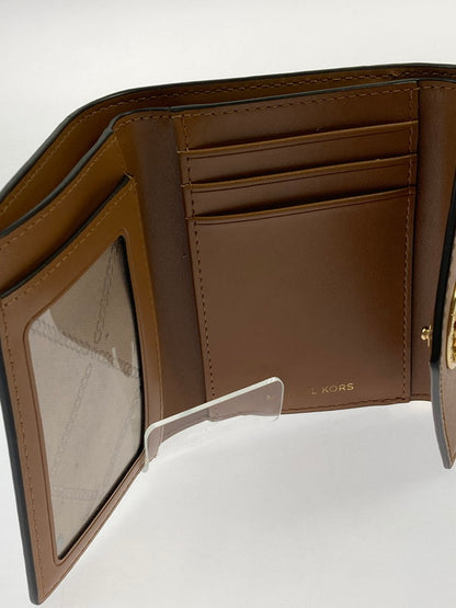 【中古品】【レディース】 Michael Kors マイケルコース MKシグネチャ 3つ折り財布 34S1GNME6B レディース ウォレット レザー 201-260125-em-07-min カラー：ブラウン/ホワイト 万代Net店