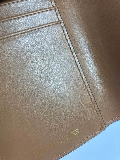 【中古品】【レディース】 Michael Kors マイケルコース MKシグネチャ 3つ折り財布 34S1GNME6B レディース ウォレット レザー 201-260125-em-07-min カラー：ブラウン/ホワイト 万代Net店