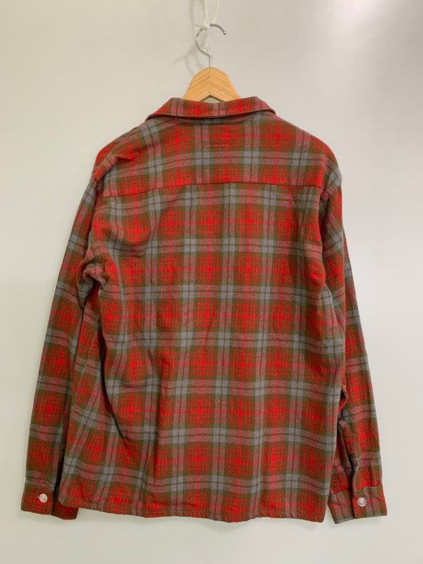 【中古品】【メンズ】 GOLDEN BRENT ゴールデン ブレント 50-60's WOOL CHECK SHIRT VINTAGE 50-60年代 ウールチェックシャツ 長袖 トップス ヴィンテージ 146-260126-kk-47-min サイズ：M カラー：レッド 万代Net店
