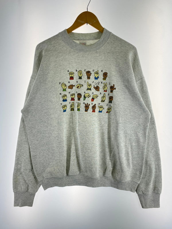 【中古品】【メンズ】 UNKNOWN 90's ALPHABET DESIGN PRINT SWEATSHIRT 90年代 アルファベット デザイン プリントスウェット トップス トレーナー 146-260126-kk-08-min サイズ：XL カラー：グレー 万代Net店