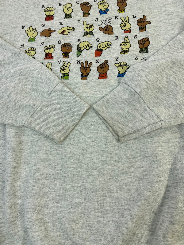 【中古品】【メンズ】 UNKNOWN 90's ALPHABET DESIGN PRINT SWEATSHIRT 90年代 アルファベット デザイン プリントスウェット トップス トレーナー 146-260126-kk-08-min サイズ：XL カラー：グレー 万代Net店