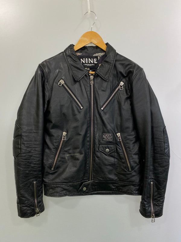【現状渡し品】【メンズ】 Subciety サブサエティ ×NINE RULAZ LINE ナインルーラーズライン 別注 コラボ SINGLE RIDERS JACKET シングルライダースジャケット アウター レザージャケット 142-260126-SH-11-min サイズ：S カラー：ブラック 万代Net店