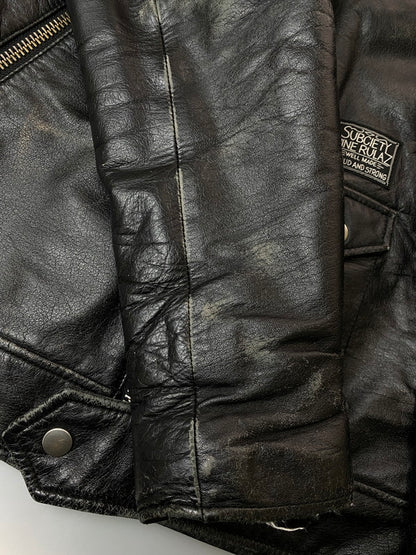 【現状渡し品】【メンズ】 Subciety サブサエティ ×NINE RULAZ LINE ナインルーラーズライン 別注 コラボ SINGLE RIDERS JACKET シングルライダースジャケット アウター レザージャケット 142-260126-SH-11-min サイズ：S カラー：ブラック 万代Net店
