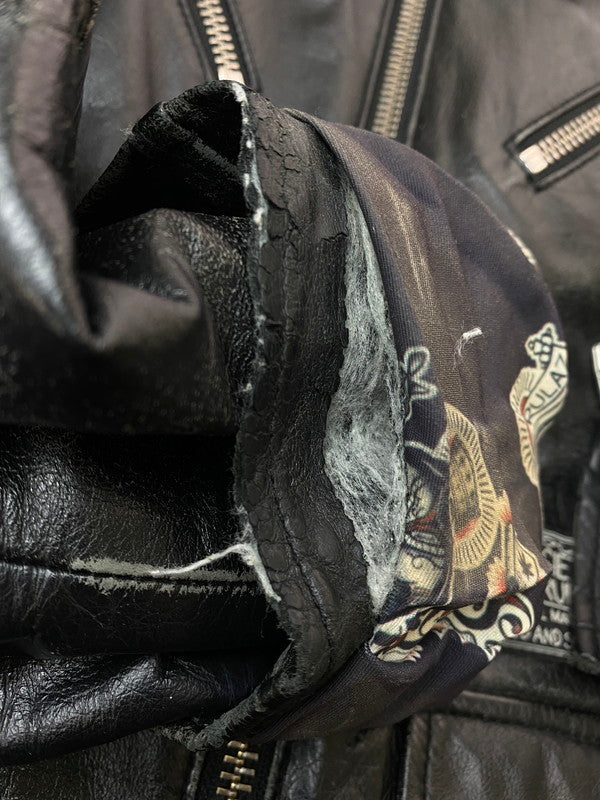 【現状渡し品】【メンズ】 Subciety サブサエティ ×NINE RULAZ LINE ナインルーラーズライン 別注 コラボ SINGLE RIDERS JACKET シングルライダースジャケット アウター レザージャケット 142-260126-SH-11-min サイズ：S カラー：ブラック 万代Net店