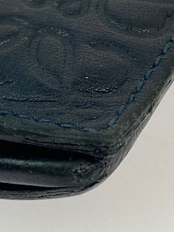 【中古品】【メンズ】 LOEWE ロエベ アナグラムロゴリピート 長財布 ロングウォレット アナグラム リピート ロゴ型押し レザー 181-260125-em-03-min カラー：ネイビー 万代Net店