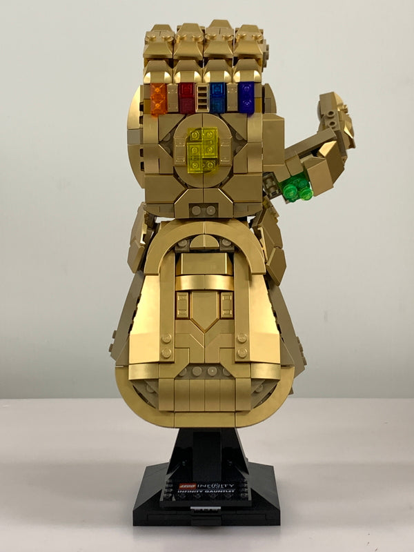 【現状渡し品】 レゴ マーベル インフィニティ コレクタブルビルディングキット サノス 右手ガントレット インフィニティストーン付き レゴ組み済み 055-260918-em-06-min 万代Net店