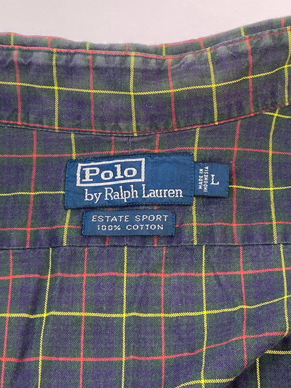 【現状渡し品】【メンズ】 POLO RALPH LAUREN ポロ・ラルフローレン 90S ESTATE SPORT HORSE‐LESS CHECK SHIRT チェックシャツ トップス 146-260321-zi-28-min サイズ：L カラー：マルチカラー 万代Net店