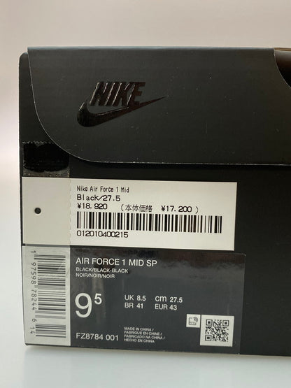 【中古美品】【メンズ】 NIKE ナイキ × SUPREME シュプリーム AIR FORCE 1 MID FW24 FZ8784-001 エアフォース1 ミッド スニーカー 靴 160-260114-jt-11-min サイズ：US 9.5 27.5cm カラー：BLACK 万代Net店