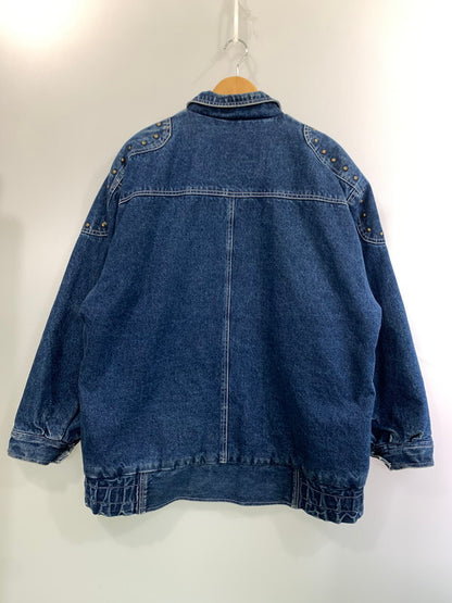 【中古品】【メンズ】 USED ユーズド STUDS DESIGN DENIM JACKET スタッズ デザイン デニム ジャケット メンズ アウター 146-260403-em-20-min サイズ：XL カラー：インディゴブルー 万代Net店