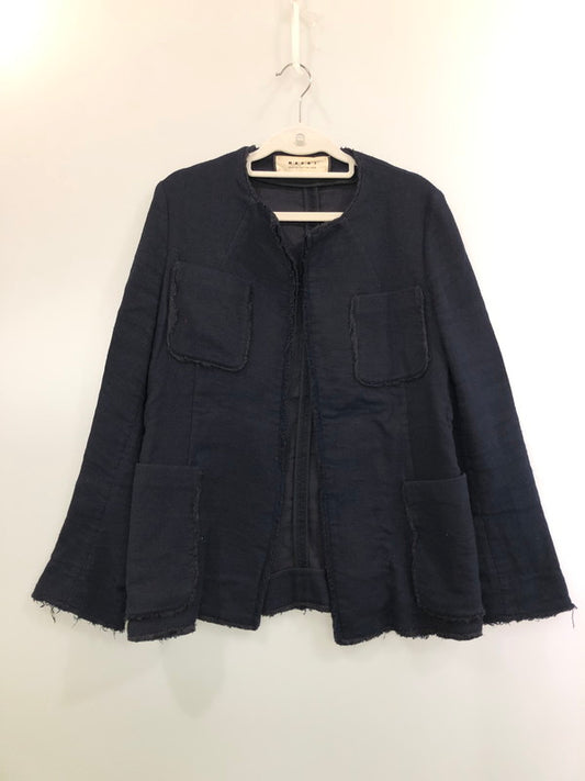 【中古品】【レディース】 MARNI マルニ 09AW NO COLLAR JACKET ノーカラージャケット 168-260423-zi-03-min サイズ：40 カラー：ネイビー 万代Net店