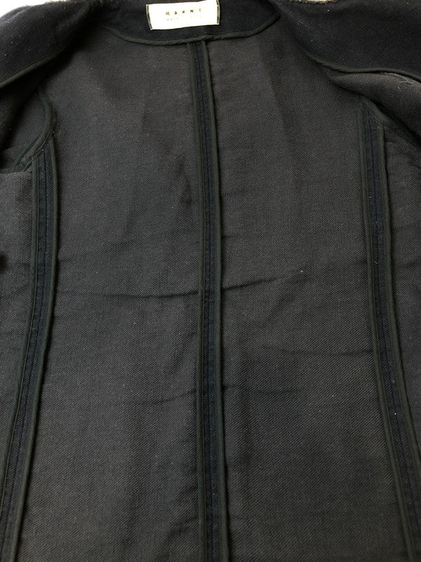 【中古品】【レディース】 MARNI マルニ 09AW NO COLLAR JACKET ノーカラージャケット 168-260423-zi-03-min サイズ：40 カラー：ネイビー 万代Net店