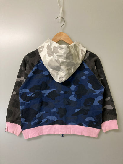 【中古品】【キッズ】 A BATHING APE アベイシングエイプ 00S CRAZY PATTERN KIDS HOODIE フーディ 173-260129-zi-26-min サイズ：130 カラー：ネイビー/グレー 万代Net店