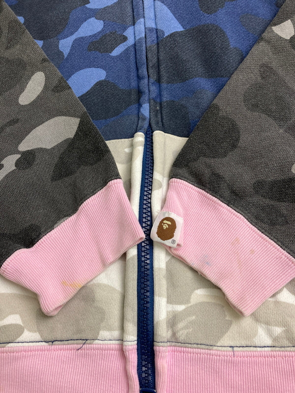 【中古品】【キッズ】 A BATHING APE アベイシングエイプ 00S CRAZY PATTERN KIDS HOODIE フーディ 173-260129-zi-26-min サイズ：130 カラー：ネイビー/グレー 万代Net店