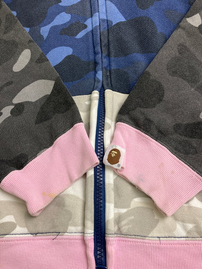 【中古品】【キッズ】 A BATHING APE アベイシングエイプ 00S CRAZY PATTERN KIDS HOODIE フーディ 173-260129-zi-26-min サイズ：130 カラー：ネイビー/グレー 万代Net店