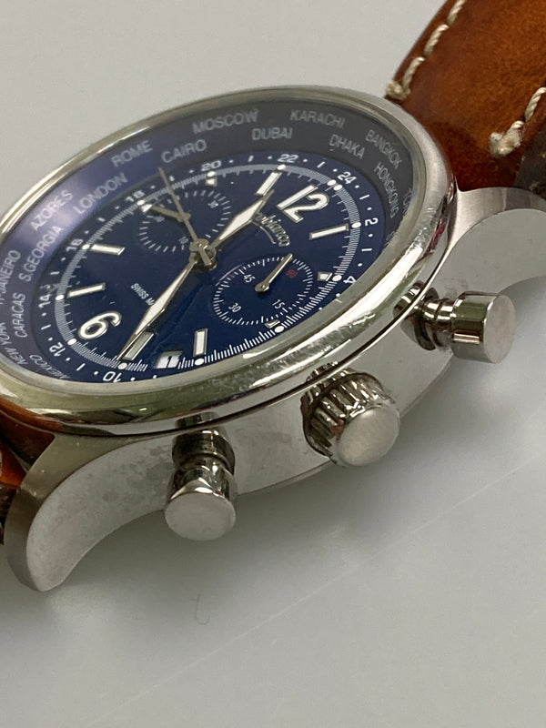 【中古品】【メンズ】 Orobianco オロビアンコ OR-0050-5 クォーツ 腕時計 198-260123-jt-06-min カラー：ネイビー/ブラウン 万代Net店