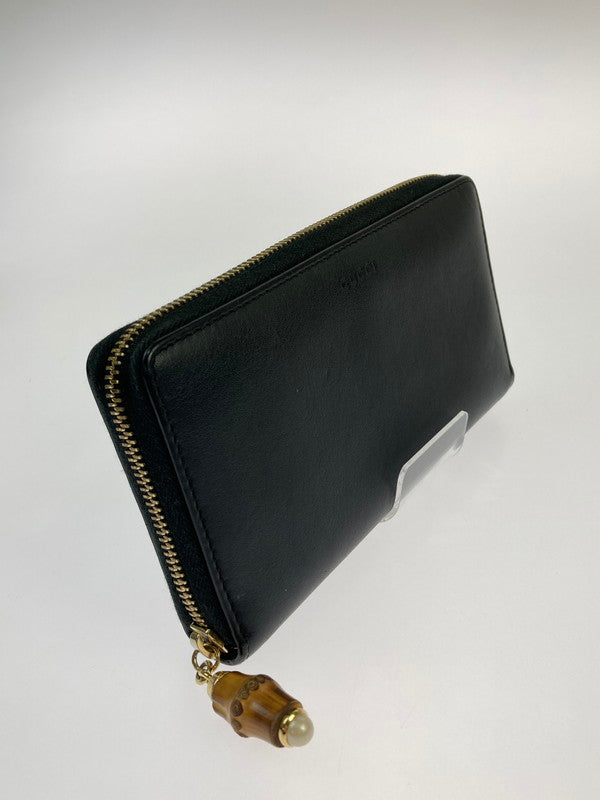 【中古品】【レディース】 GUCCI グッチ ニムフェア バンブー ラウンド長財布 453158 レディース ウォレット ランドファスナー 181-260125-em-08-min カラー：ブラック 万代Net店
