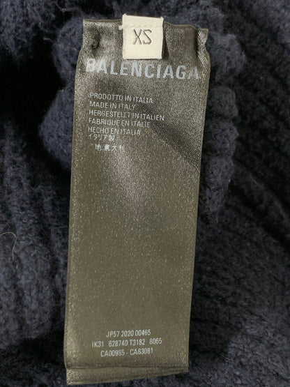 【中古品】【メンズ】 BALENCIAGA バレンシアガ 20AW SCRIBBLE LOGO OVERSIZE SWEATER フロントロゴ クルーネック オーバーサイズ ニットセーター メンズ トップス 141-260116-em-41-min サイズ：XS カラー：ネイビー 万代Net店