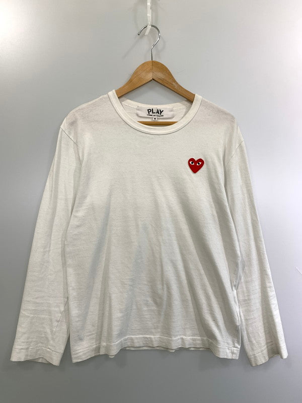 【現状渡し品】【メンズ】 PLAY COMME des GARCONS プレイコムデギャルソン AZ-T118 AD2020 ハートワッペン LS TEE Tシャツ 140-260402-zi-13-min サイズ：M カラー：ホワイト 万代Net店