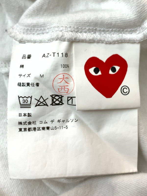 【現状渡し品】【メンズ】 PLAY COMME des GARCONS プレイコムデギャルソン AZ-T118 AD2020 ハートワッペン LS TEE Tシャツ 140-260402-zi-13-min サイズ：M カラー：ホワイト 万代Net店