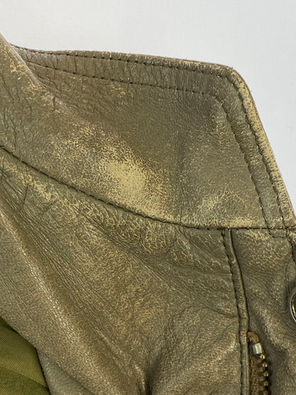 【中古品】【メンズ】 CHRISTIAN AUJARD クリスチャンオジャール 2TONE LEATHER JACKET レザージャケット アウター 146-260120-AS-26-min サイズ：M カラー：ベージュ系 万代Net店