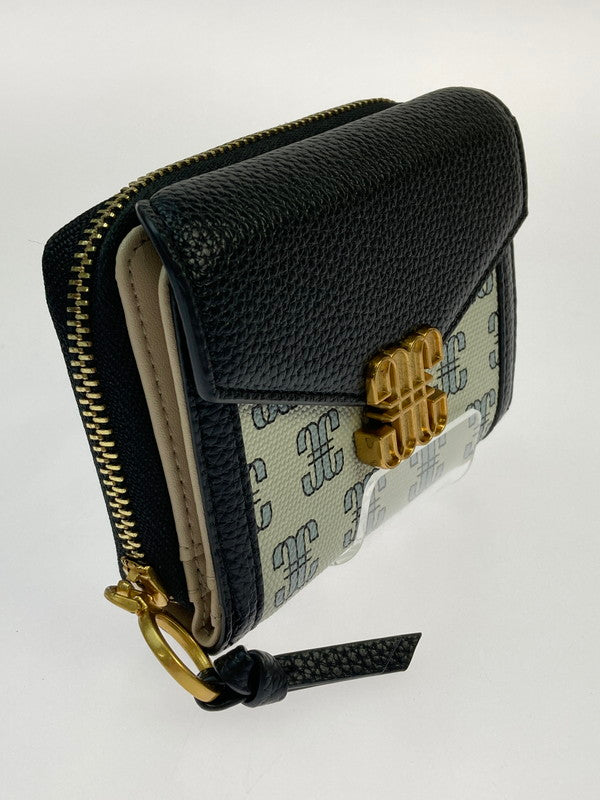【中古品】【レディース】 JILL STUART ジル バイ ジル スチュアート LINK J MONOGRAM WALLET モノグラム ウォレット２つ折り財布 ミニ財布 レディース 200-260125-em-05-min カラー：ブラック系 万代Net店