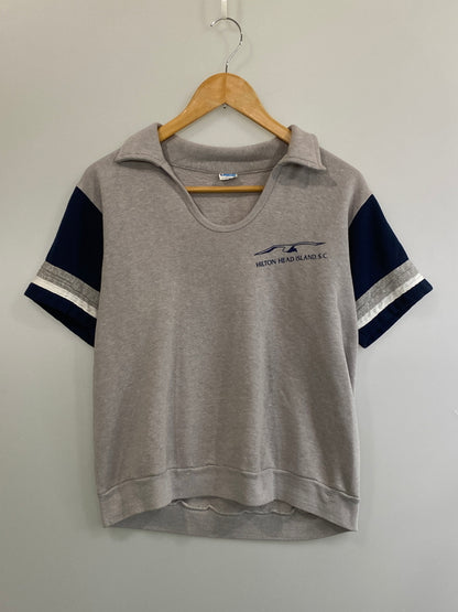 【中古品】【メンズ】 CHAMPION チャンピオン 70'S S S SWEATSHIRT 70年代 ショートスリーブ スウェット シャツ ヴィンテージ 半袖 トレーナー 146-260724-hu-10-min サイズ：L カラー：グレー/ネイビー 万代Net店